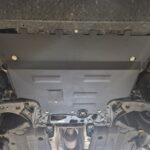 Audi Q2 2021-2026 steel 2 mm gearbox guard for engine, front bumper and gearbox protection - underbody view