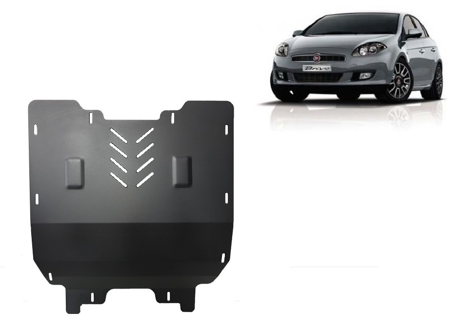 Steel skid plate for the protection of the engine and the gearbox for Fiat Bravo
