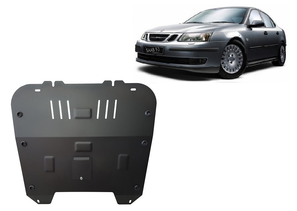 Steel skid plate for the protection of the engine and the gearbox for Saab 9-3