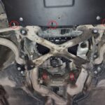 Audi A4 B9 underside with installed steel underbody protection