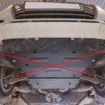 Steel underbody protection plate set for Audi A4 B9 2015–2026, product-only view