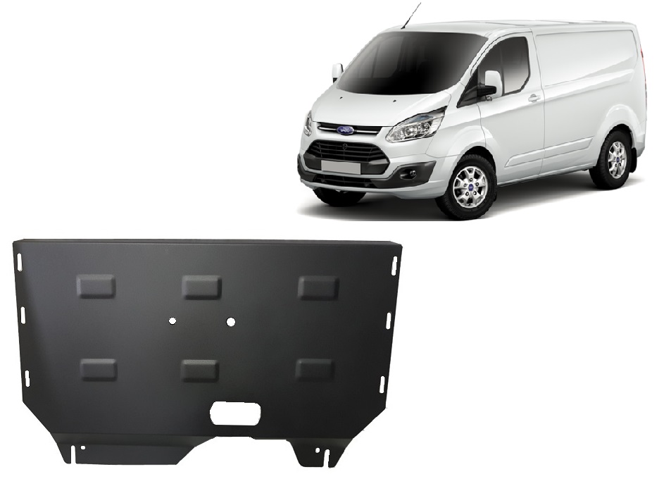 Steel skid plate for the protection of the engine and the gearbox for Ford Transit Custom