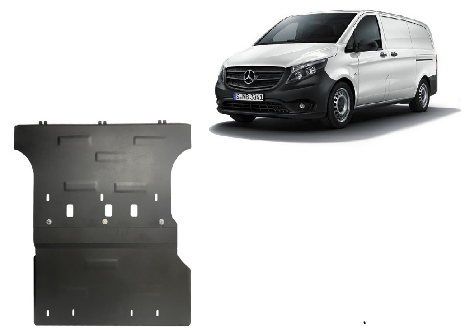 Steel skid plate for the protection of the engine and the gearbox for Mercedes Vito W447 - 4X2