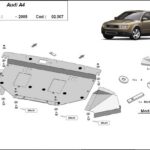 Front view of steel underbody protection for Audi A4 B6