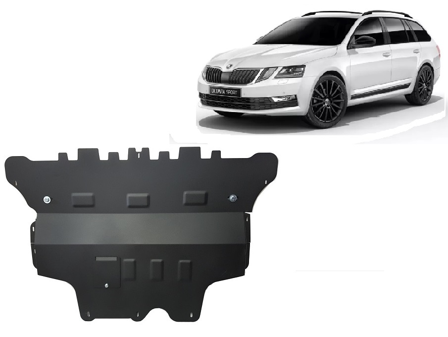 Steel skid plate for the protection of the engine and the gearbox for Skoda Octavia 3 - automatic gearbox