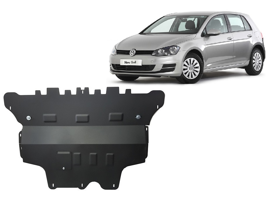 Steel skid plate for the protection of the engine and the gearbox for VW Golf 7 - automatic gearbox