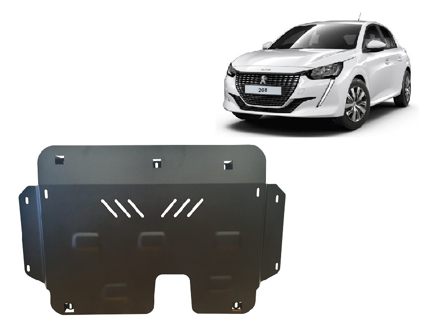 Steel skid plate for Peugeot 208