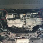 Audi A3 underside before installation with mounting points marked