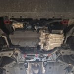 Audi A3 underside before installation with mounting points marked