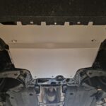 Audi A3 underside with installed aluminum underbody protection