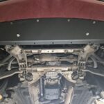 Front underside of Alfa Romeo Stelvio with front steel protection section installed