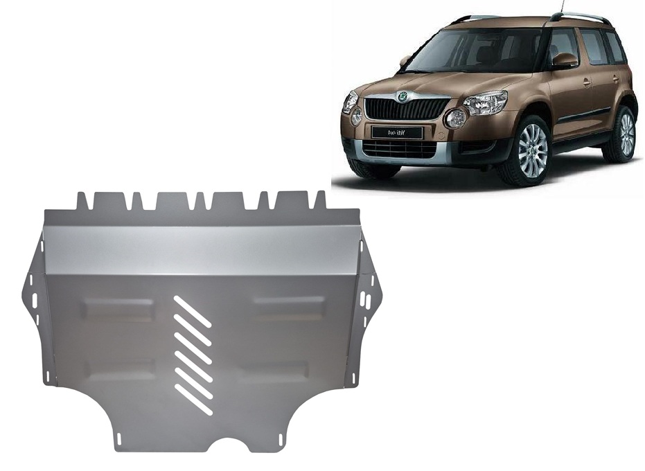 Aluminum skid plate for the protection of the engine and the gearbox for Skoda Yeti