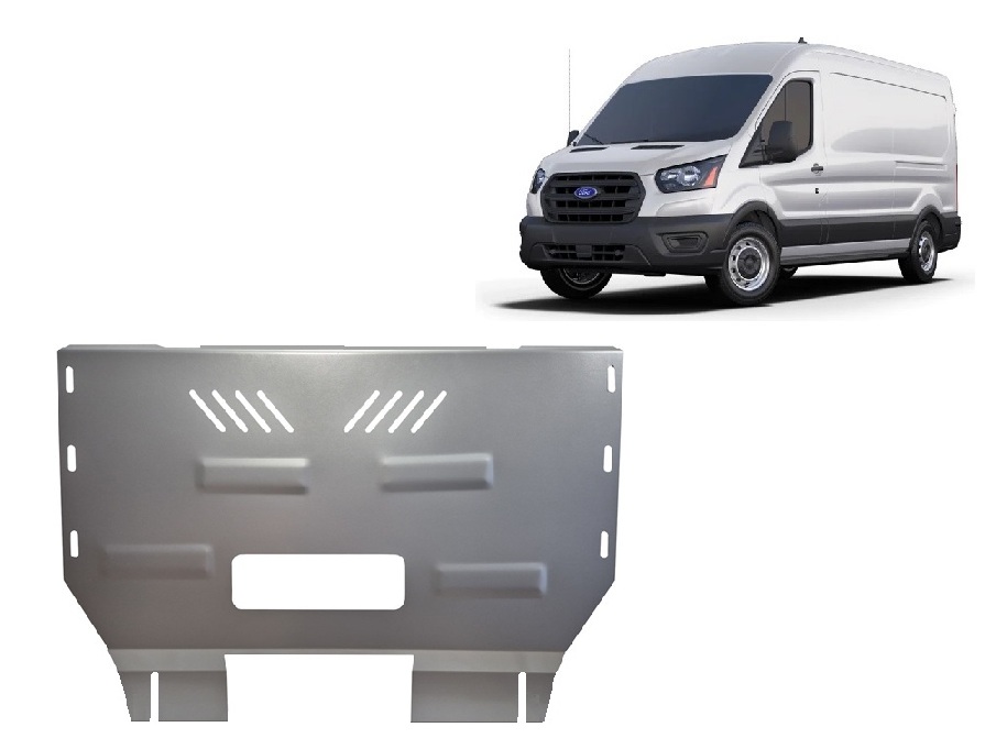 Aluminum skid plate for Ford Transit RWD