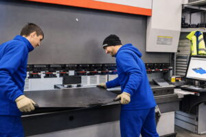 Bending steel skid plates on a CNC press brake