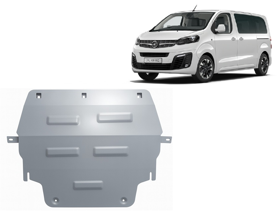 Opel Zafira Life (2019-2026) Engine, Gearbox, Radiator Skid Plate - 3 mm Aluminum