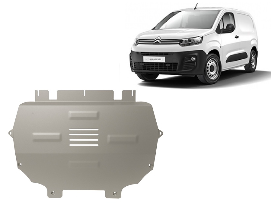 Citroen Berlingo (2019-2026) Engine, Front Bumper, Gearbox, Radiator Skid Plate - 3 mm Aluminum