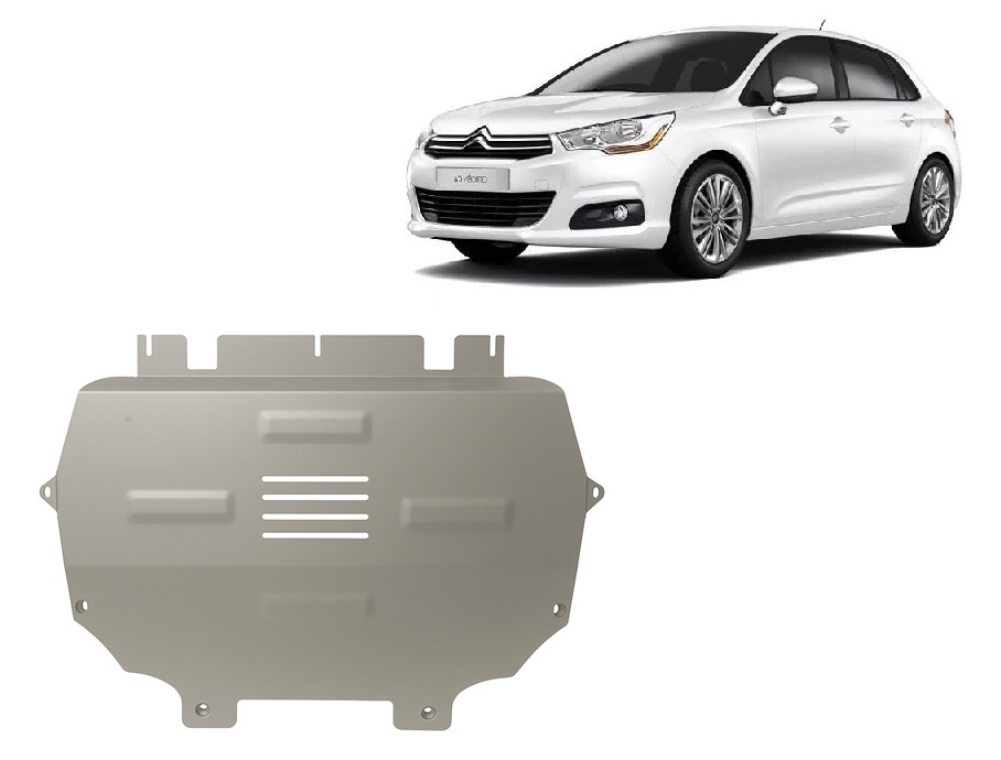 Citroen C4 (2013-2018) Engine, Front Bumper, Gearbox, Radiator Skid Plate - 3 mm Aluminum