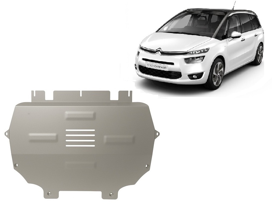 Citroen C4 Picasso (2013-2018) Engine, Front Bumper, Gearbox, Radiator Skid Plate - 3 mm Aluminum