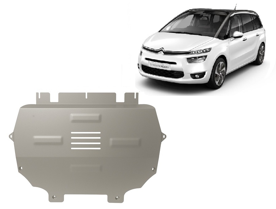 Citroen Grand C4 Picasso (2013-2018) Engine, Front Bumper, Gearbox, Radiator Skid Plate - 3 mm Aluminum