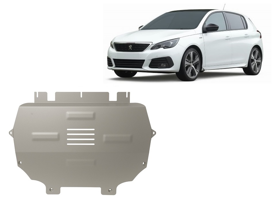 Peugeot 308 (2018-2026) Engine, Front Bumper, Gearbox, Radiator Skid Plate - 3 mm Aluminum