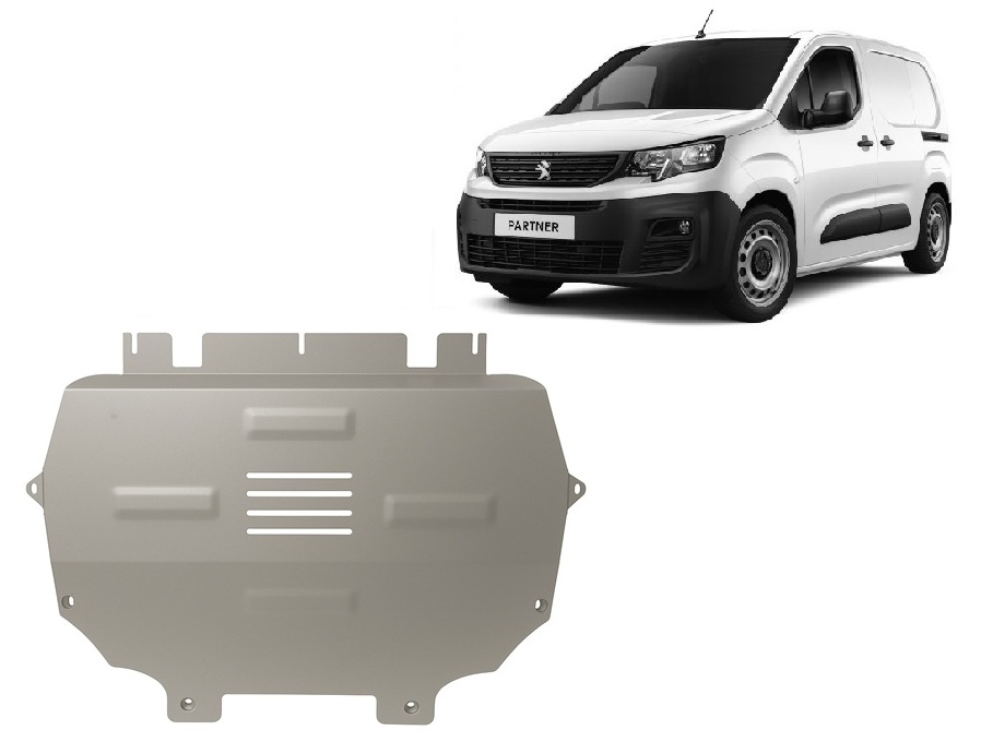 Peugeot Partner (2018-2026) Engine, Front Bumper, Gearbox, Radiator Skid Plate - 3 mm Aluminum