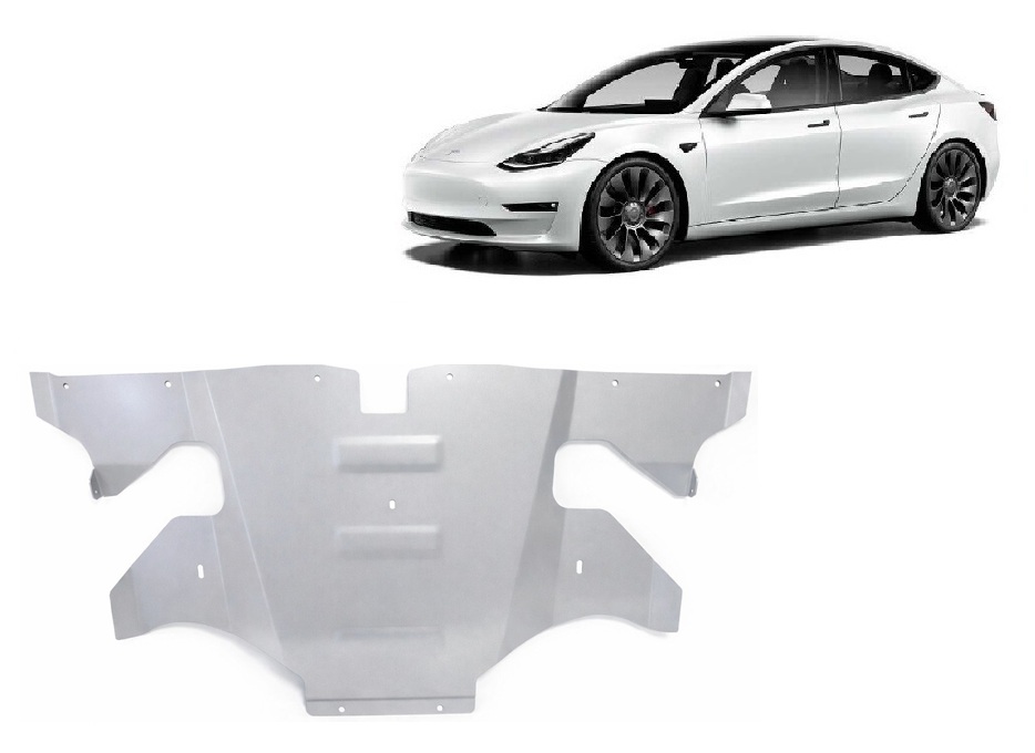 Rear electric aluminum motor skid plate (2017-2026) Rear Electric Motor Skid Plate - 3 mm Aluminum