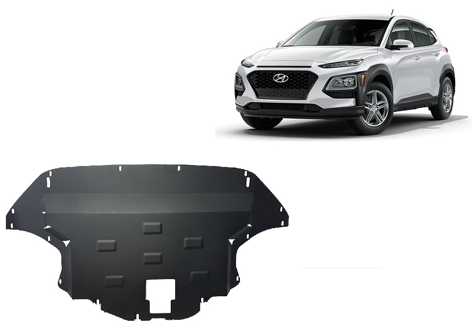 Hyundai Kona (2018-2023) Engine, Front Bumper, Gearbox, Radiator Skid Plate - 2 mm Steel