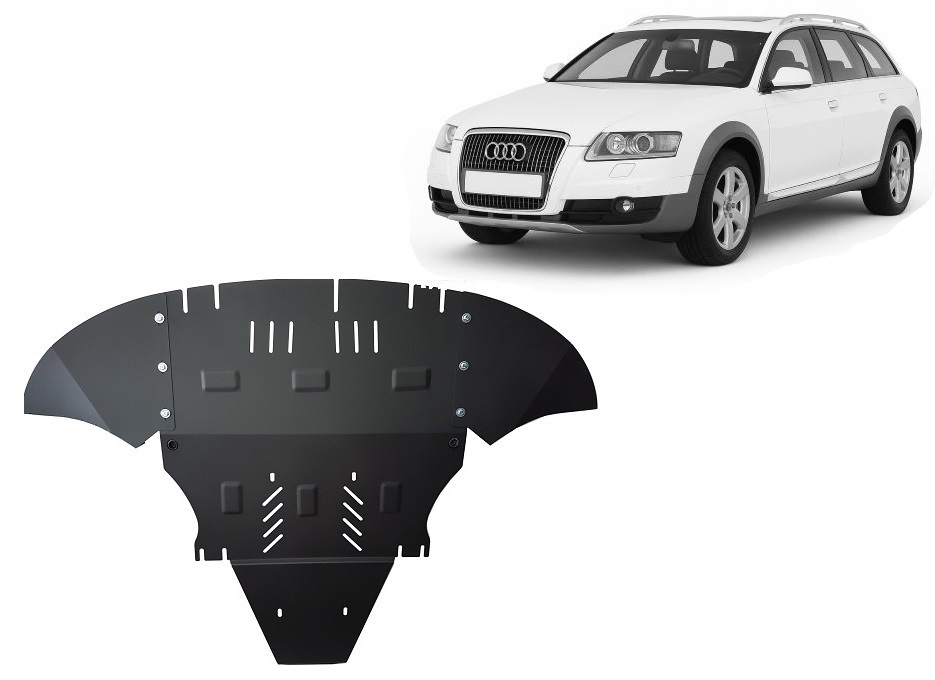 Audi A6 Allroad 2 Avec Lateraux (2005-2011) Engine, Front Bumper, Gearbox, Radiator Skid Plate - 2 mm Steel