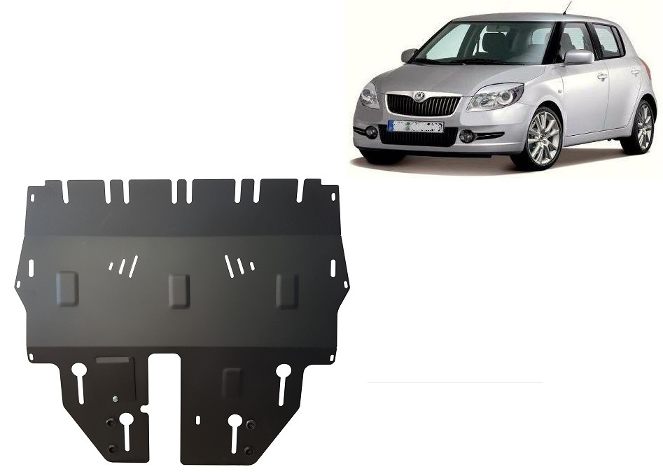 Skoda Fabia 2 (2007-2014) Engine, Front Bumper, Gearbox, Radiator Skid Plate - 2 mm Steel