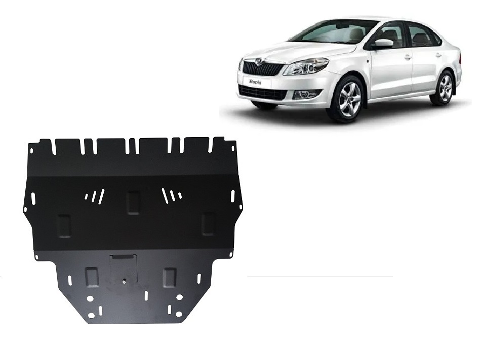 Skoda Rapid (2012-2019) Engine, Front Bumper, Gearbox, Radiator Skid Plate - 2 mm Steel