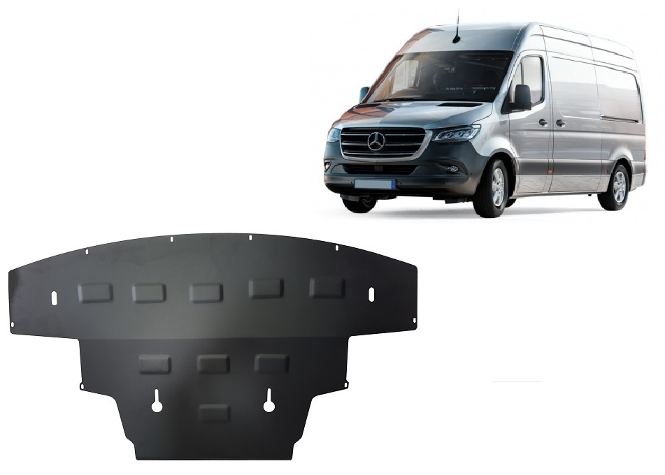 Mercedes Sprinter-RWD (2018-2026) Engine, Front Bumper, Radiator Skid Plate - 2 mm Steel