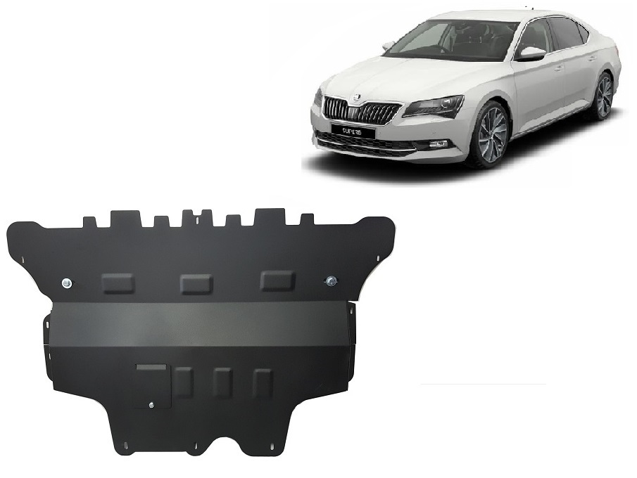 Skoda Superb - automatic gearbox (2015-2024) Engine, Front Bumper, Gearbox, Radiator Skid Plate - 2 mm Steel