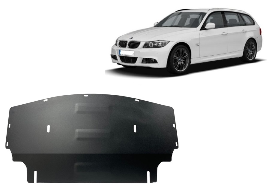 BMW Series 3 - E90 (2004-2013) Front Bumper and Radiator Skid Plate - 2 mm Steel