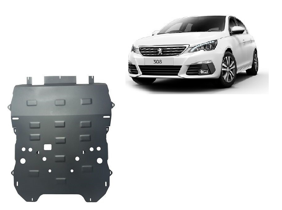 Peugeot 308 (2018-2026) Engine, Front Bumper, Gearbox, Radiator Skid Plate - 2 mm Steel