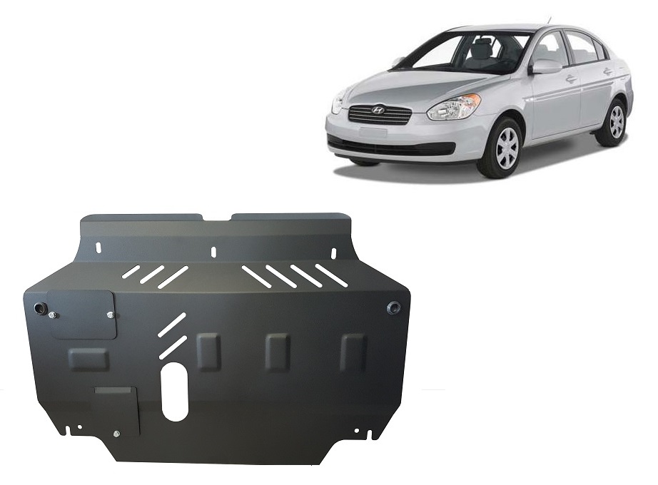 Hyundai Accent (2005-2010) Engine, Gearbox, Radiator Skid Plate - 2 mm Steel
