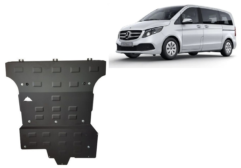 Mercedes V-Class W447, 2.2 D, 4x4 (2020-2026) Egr, Engine, Gearbox, Radiator, System Stop&Go Skid Plate - 2.5 mm Steel