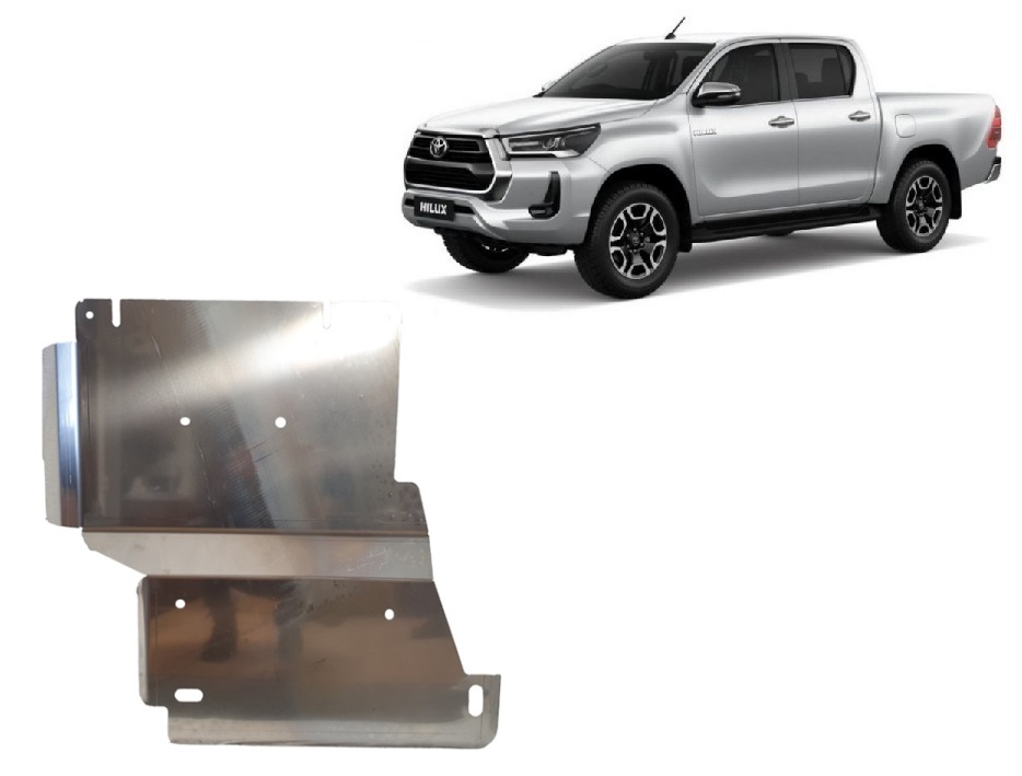 Toyota Hilux Invincible (2021-2026) Differential, Transfer Case Skid Plate - 4 mm Aluminum
