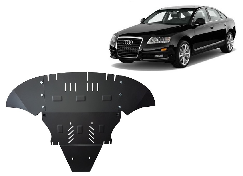 Audi A6 with Side Flaps (2004-2011) Engine, Front Bumper, Gearbox, Radiator Skid Plate - 2 mm Steel