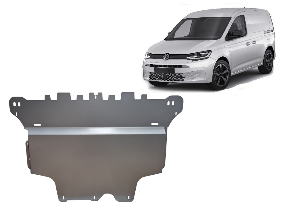 VW Caddy (2020-2026) Engine, Front Bumper, Gearbox, Radiator Skid Plate - 3 mm Aluminum