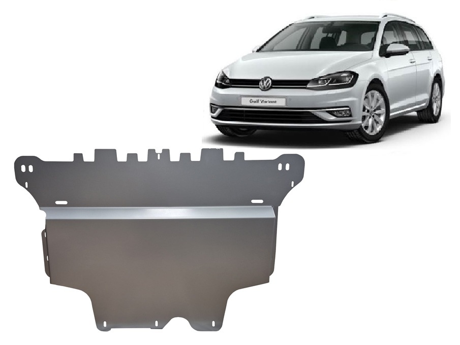 VW Golf 7 (2012-2021) Engine, Front Bumper, Gearbox, Radiator Skid Plate - 3 mm Aluminum