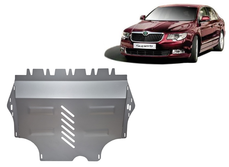Skoda Superb II (2008-2015) Engine, Gearbox, Radiator Skid Plate - 3 mm Aluminum