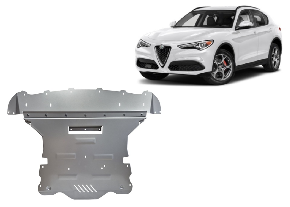 Alfa Romeo Stelvio (2016-2026) Engine, Front Bumper, Gearbox, Radiator Skid Plate - 3 mm Aluminum
