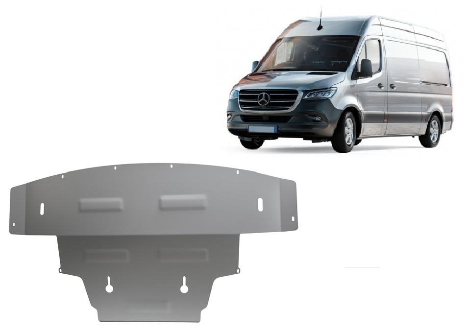 Mercedes Sprinter (2018-2026) Engine, Front Bumper, Radiator Skid Plate - 3 mm Aluminum