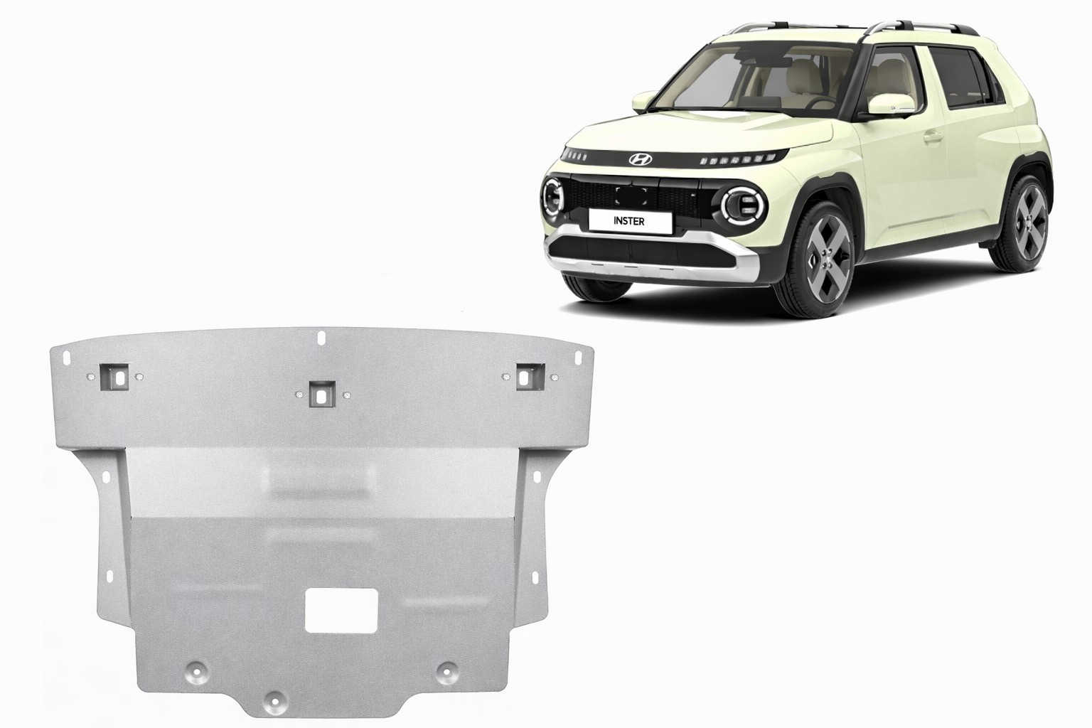 Hyundai Inster 2024–2026 3 mm aluminium engine and gearbox skid plate