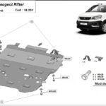 Steel engine and gearbox protection plate for Peugeot Rifter Partner
