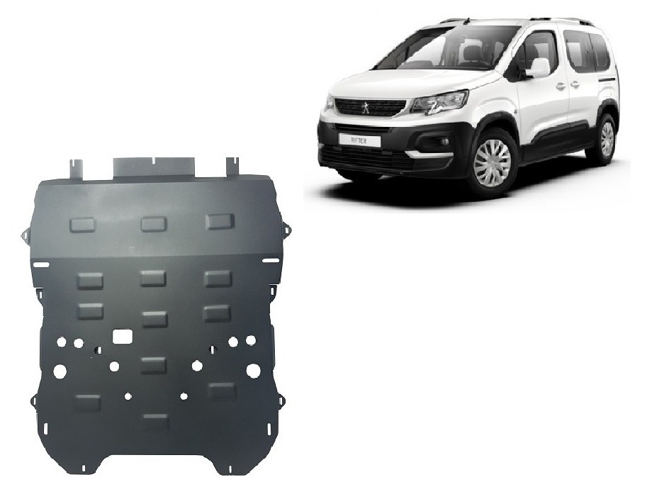 Peugeot Rifter Partner 2018–2026 2 mm steel skid plate underbody protection