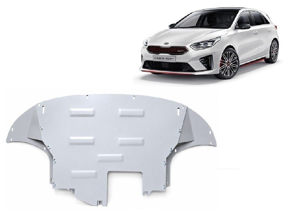 Kia C eed 2018-2026 engine front bumper gearbox and radiator skid plate - 3 mm aluminium