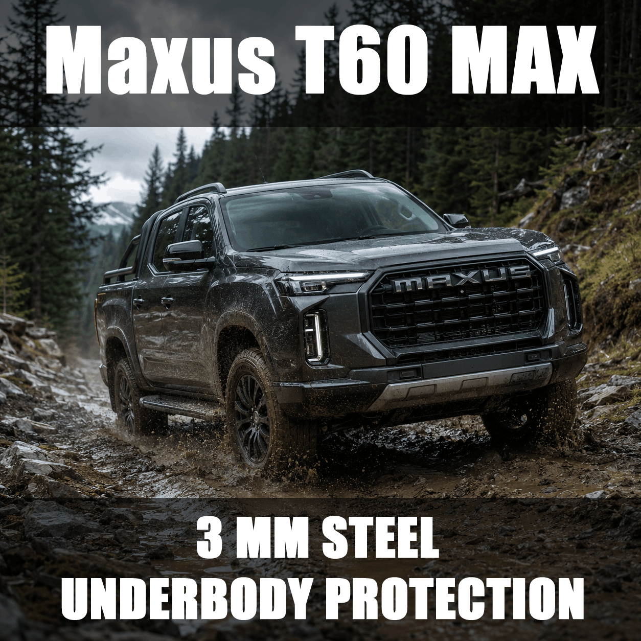 Maxus T60 MAX 2025–2026 driving on rocky off-road terrain