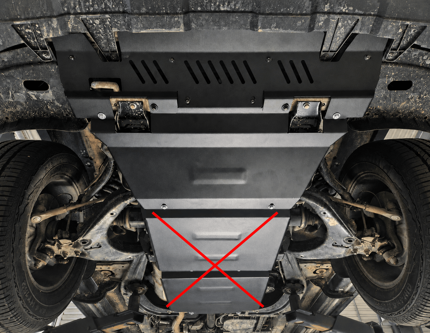 Maxus T60 MAX engine and radiator skid plate installed