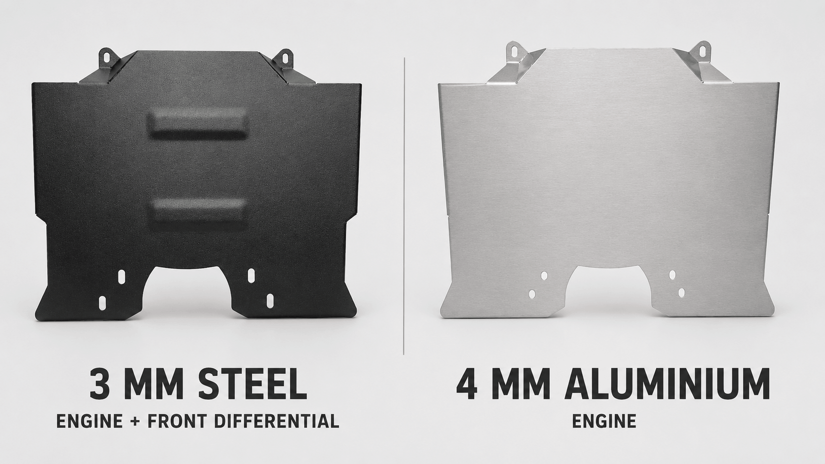 Toyota Land Cruiser 250 engine skid plates in 3 mm steel and 4 mm aluminium
